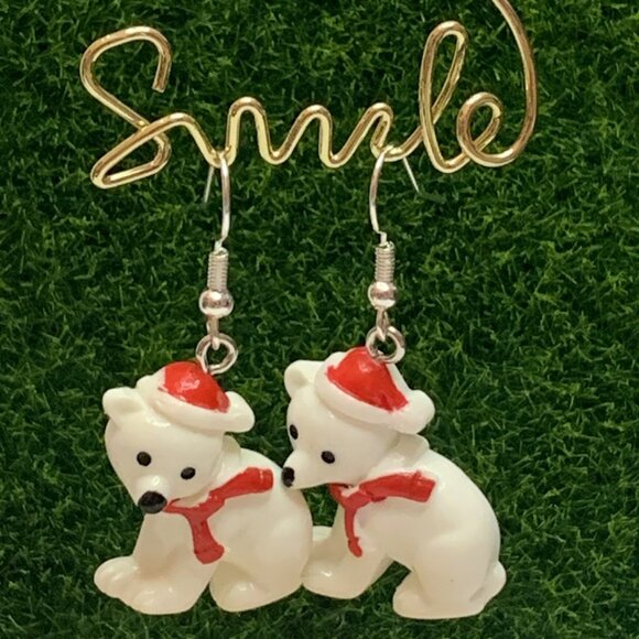 Polar Bear Earring, Santa Earring, Christmas Earring, Gift Idea, Holiday Earring - Picture 5 of 7